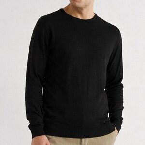 John Smedley Hatfield Black Sea Island Cotton Jumper Light Sweater XL